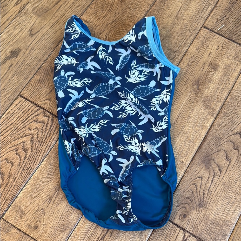 Blue and White Maui turtle Pattern leotard